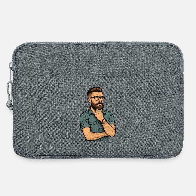 Porträt eines nachdenklichen Mannes mit Bart und Brille - Laptoptasche 13" - Grau meliert