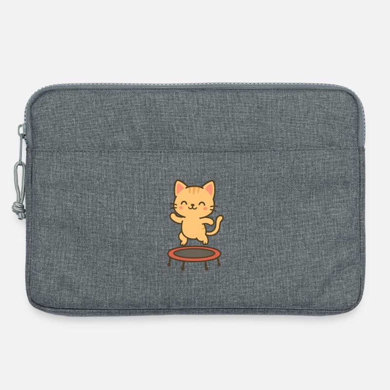 Fröhliches Kätzchen auf Trampolin - Laptoptasche 13" - Grau meliert