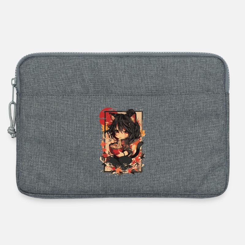 Katzenmädchen Ramen Herbst - Laptoptasche 13" - Grau meliert