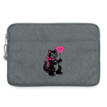 Chat Monstre Rose - Sacoche pour ordinateur portable 13 pouces - gris chiné - Devant