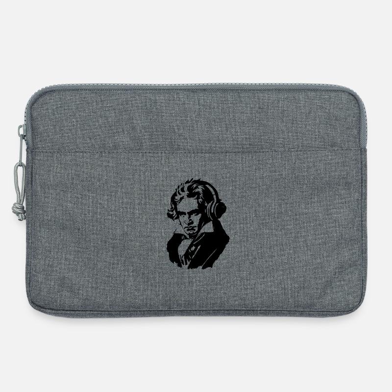 Ludwig van Beethoven mit Kopfhörern - Laptoptasche 13" - Grau meliert