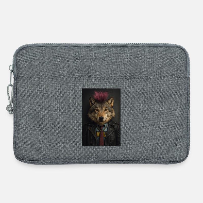 Wolf's Punk Mohawk Leather Jacket - Laptop bag 13" - heather grey