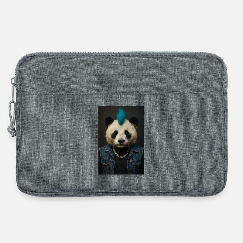 Panda Punk with Blue Mohawk - Laptop bag 13" - heather grey