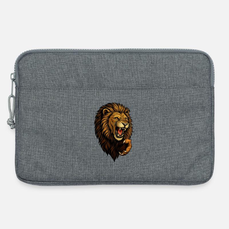 Wilder Löwenkopf im Angriff - Laptoptasche 13" - Grau meliert