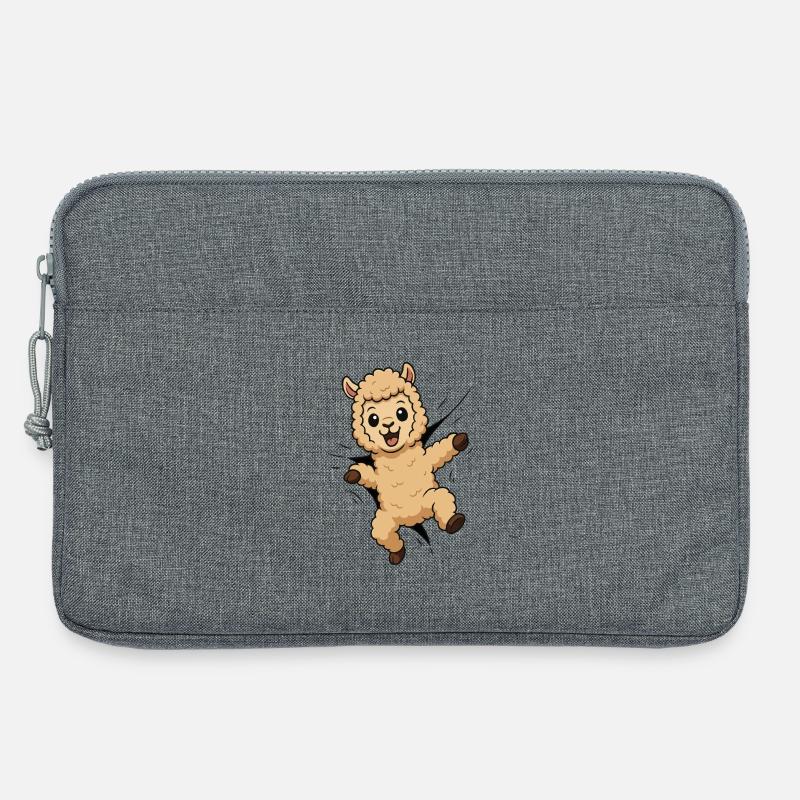 Süßes Comic Alpaka – Kinder & Tierliebhaber - Laptoptasche 13" - Grau meliert