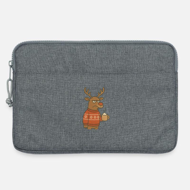 Rentier mit Becher - Laptoptasche 13" - Grau meliert