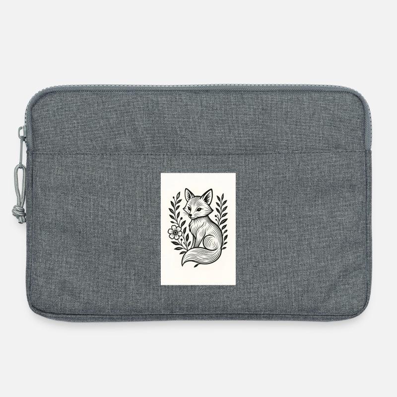 Fuchs im Blumenkranz Lineart - Laptoptasche 13" - Grau meliert