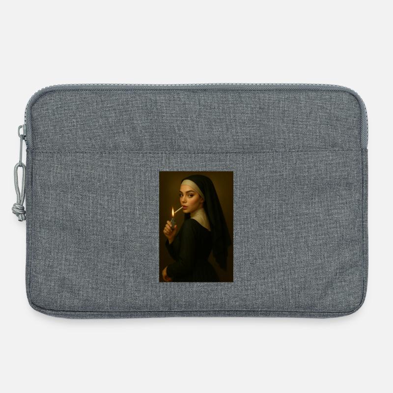 Nonne mit Feuerzeug - Laptoptasche 13" - Grau meliert