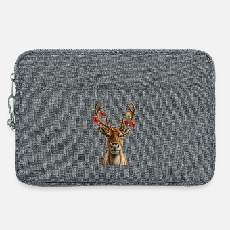 Weihnachs Rentier mit Schmuck - Laptoptasche 13" - Grau meliert
