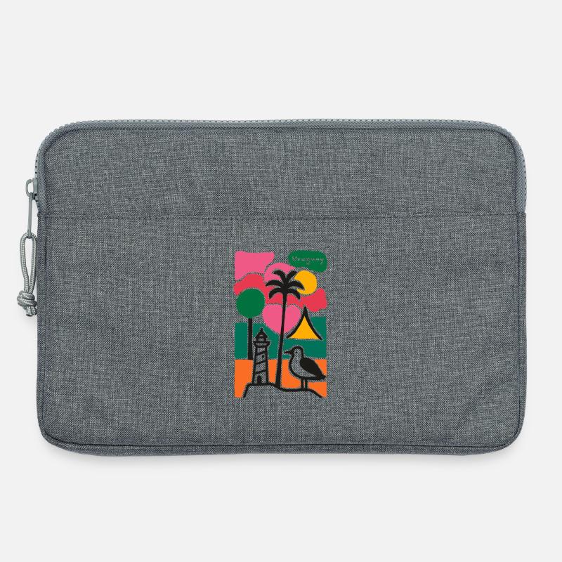 Beach Palm Trees Lighthouse Sunset - Laptop bag 13" - heather grey