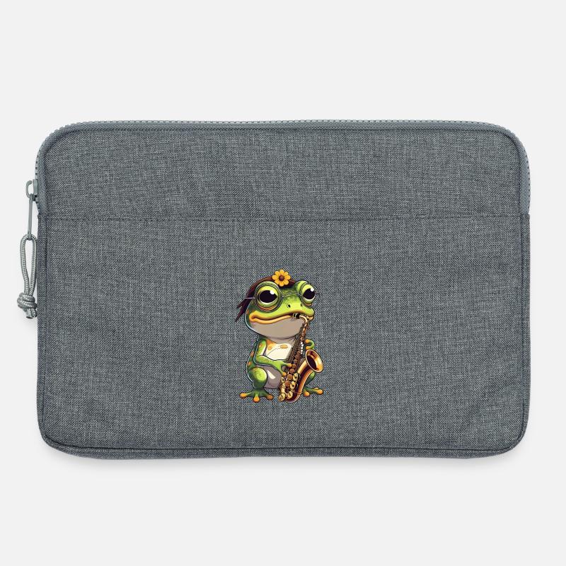 Jazzfrosch mit Saxophon - Laptoptasche 13" - Grau meliert