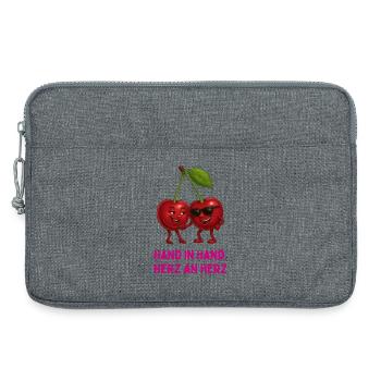 Kirschen im Liebesbund - Laptoptasche 13" - Grau meliert - Vorne
