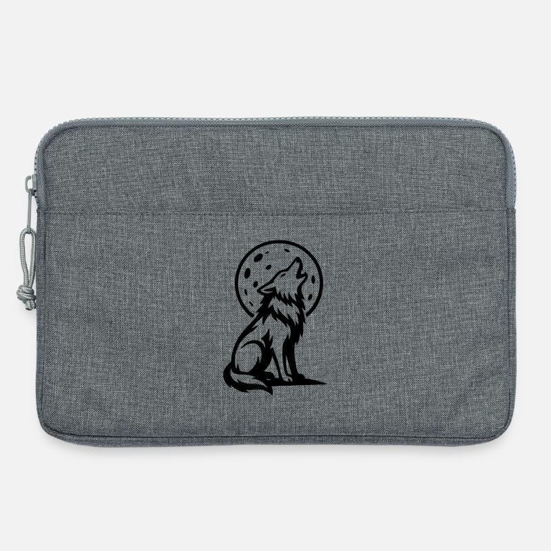Wolf heult bei Vollmond - Laptoptasche 13" - Grau meliert