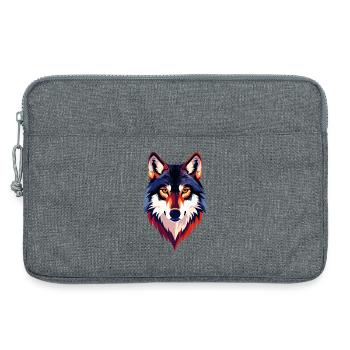 Farbiger Wolfkopf Wolfsblick Wolf Kopf Motiv - Laptoptasche 13" - Grau meliert - Vorne