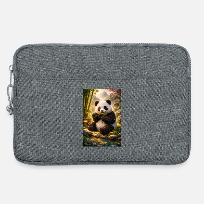 Panda im Zen-Garten - Laptoptasche 13" - Grau meliert