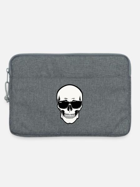 Skelett mit Sonnenbrille in Schwarzweiß - Laptoptasche 13" - Grau meliert