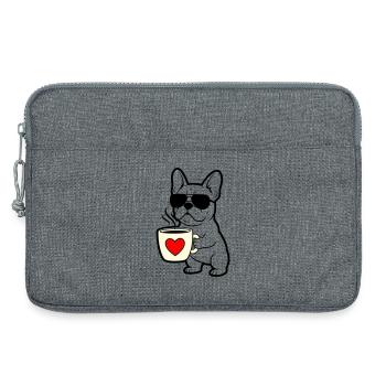 Frenchie Hund Kaffee Outline - Laptoptasche 13" - Grau meliert - Vorne