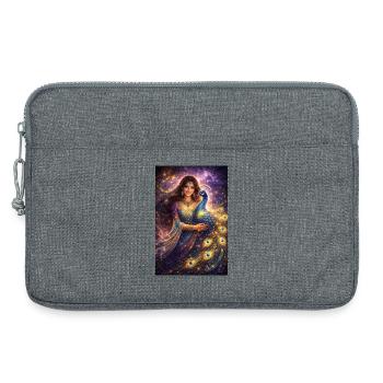 Femme indienne mystique avec un paon - Sacoche pour ordinateur portable 13 pouces - gris chiné - Devant