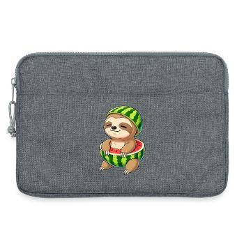 Faultier Cartoon mit Wassermelone Sommerfrüchte - Laptoptasche 13" - Grau meliert - Vorne
