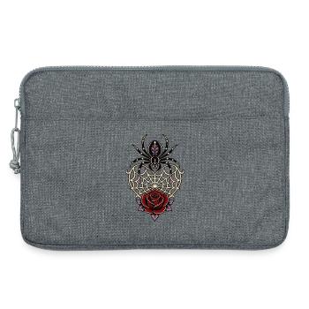 Black Widow Spiderweb Heart Rose - Laptop bag 13" - heather grey - Front