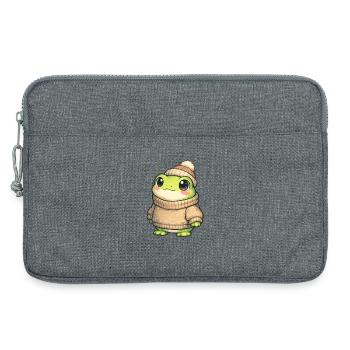 Grenouille câline en pull d’hiver - Sacoche pour ordinateur portable 13 pouces - gris chiné - Devant