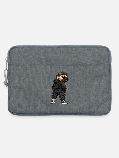 Cooler Gangster Mops im Streetwear Style - Laptoptasche 13" - Grau meliert