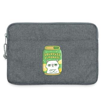 Funny Grouchy Cat Sourpuss Lemonade Drink Can - Sacoche pour ordinateur portable 13 pouces - gris chiné - Devant
