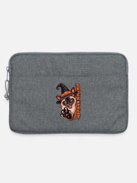 Siamkatze Hexenhut Trick or Treat Halloween - Laptoptasche 13" - Grau meliert