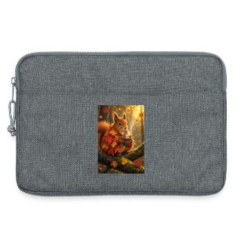Herbstfreund Eichhörnchen mit Becher - Laptoptasche 13" - Grau meliert - Vorne
