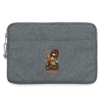 Knochenmüde, mit Kürbis verdrahtetes Halloween-Skelett - Laptoptasche 13" - Grau meliert - Vorne