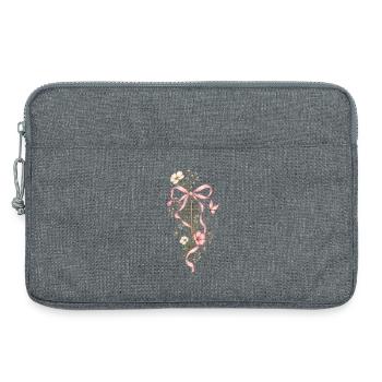 Blütenkreuz mit Rosa Band - Laptoptasche 13" - Grau meliert - Vorne