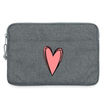Heart Pink Scribble Doodle Gift Love - Laptop bag 13" - heather grey - Front
