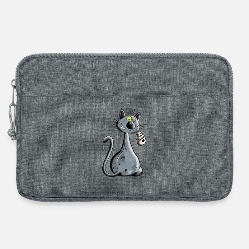 Schwarze Katze - Laptoptasche 13" - Grau meliert