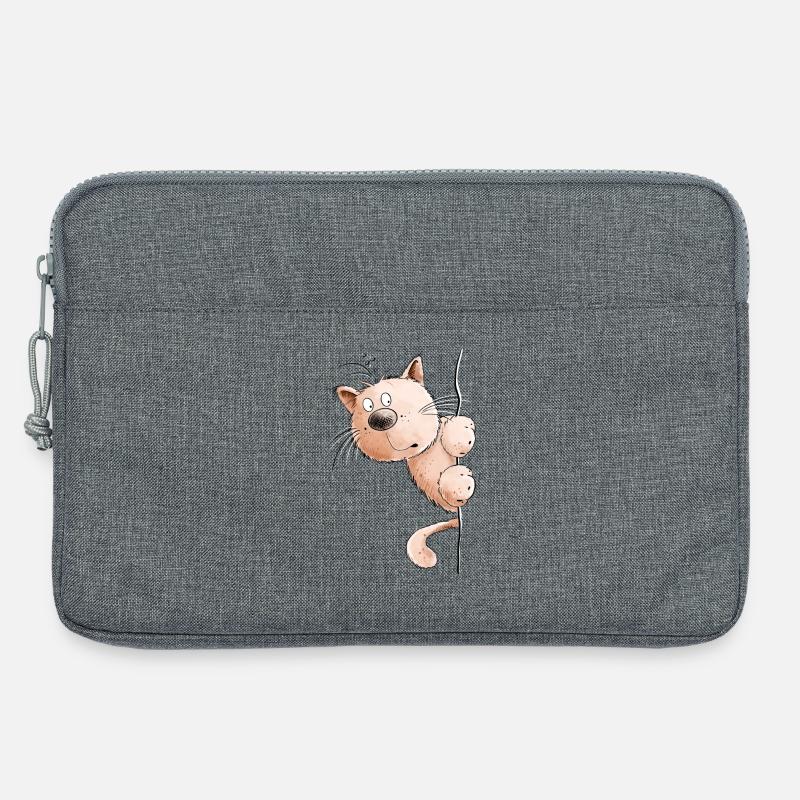 Rote Katze I Katzenfreunde Geschenk - Laptoptasche 13" - Grau meliert