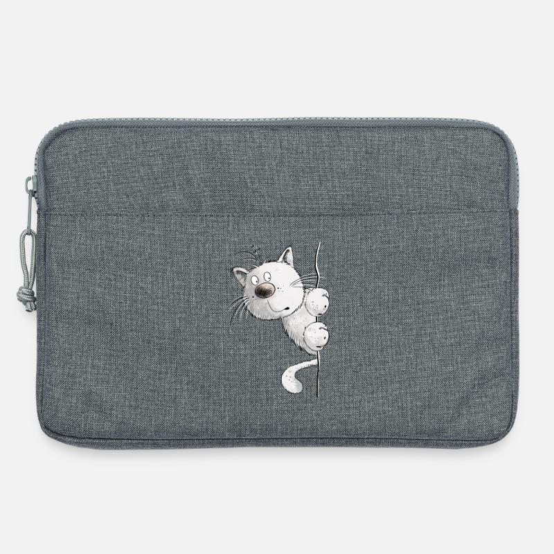 Weiße Katzen I Katzenfreunde Geschenk - Laptoptasche 13" - Grau meliert
