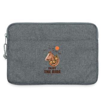 Cheval et cavalier - Sacoche pour ordinateur portable 13 pouces - gris chiné - Devant