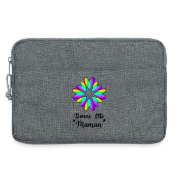 FÊTE DES MÈRES. BONNE FÊTE MAMAN. MAMAN. COEUR - Sacoche pour ordinateur portable 13 pouces - gris chiné - Devant