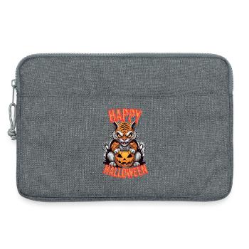 Spooky Halloween Tigers with Pumpkin - Laptop bag 13" - heather grey - Front