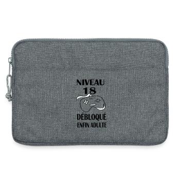 18 ans Anniversaire Garçon Cadeau Gamer T-Shirt - Sacoche pour ordinateur portable 13 pouces - gris chiné - Devant