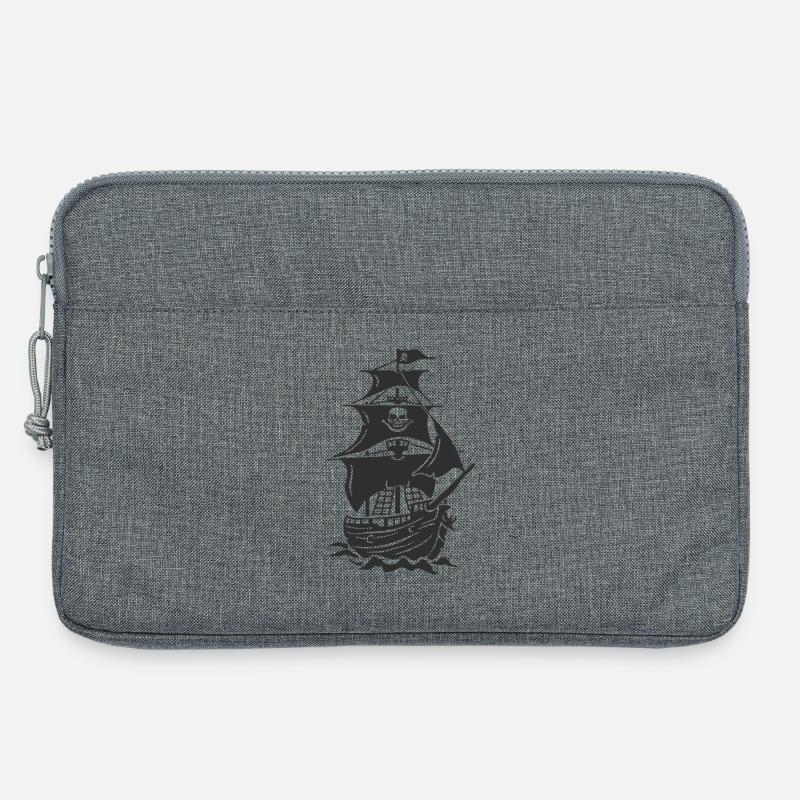Spukende Piratenschiff-Silhouette - Laptoptasche 13" - Grau meliert