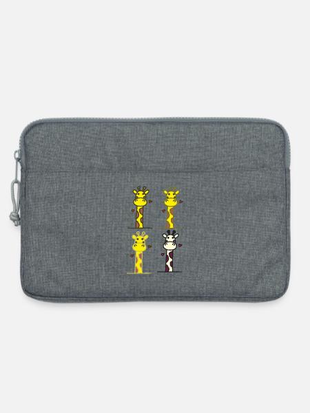 Verspielte Giraffen mit Herzmotiven - Laptoptasche 13" - Grau meliert
