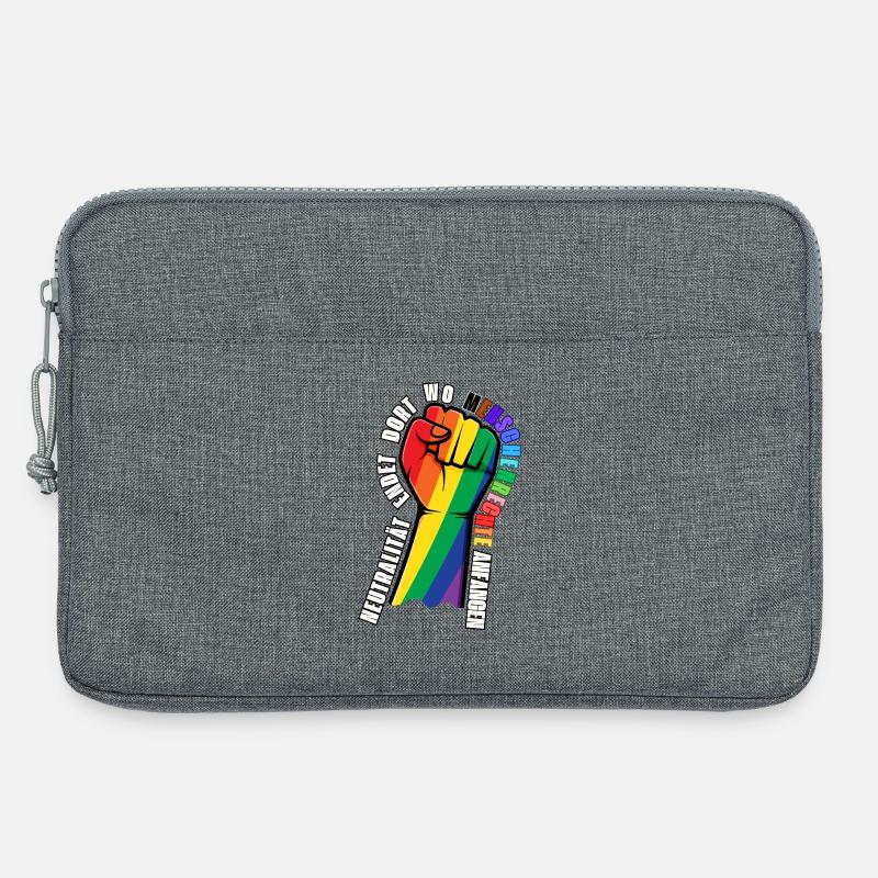 Statement-Sticker Menschenrechte - Laptoptasche 13" - Grau meliert