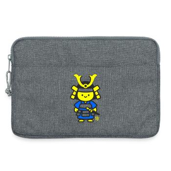 Kanji bleu samouraï kawaii - Sacoche pour ordinateur portable 13 pouces - gris chiné - Devant