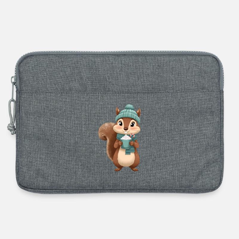 Winterliches Eichhörnchen mit Heißgetränk - Laptoptasche 13" - Grau meliert