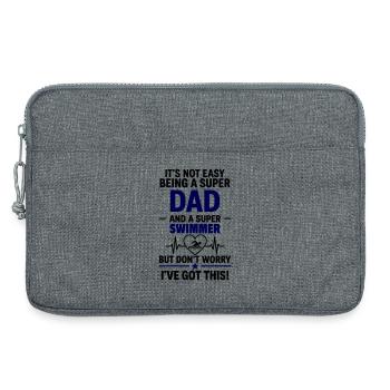 Heart + Swimming – Super Dad Swimmer - Laptop bag 13" - heather grey - Front