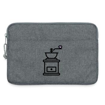 Kaffee-Liebe:  Kaffeemuehle mit Herz Vektor - Laptoptasche 13" - Grau meliert - Vorne