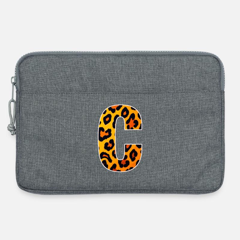 Leopard_Buchstabenmuster_-_C - Laptoptasche 13" - Grau meliert