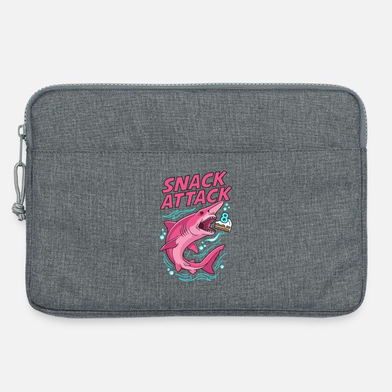 Snack Attack 8. Geburtstag Hai - Laptoptasche 13" - Grau meliert