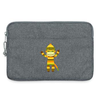 Funny Sock Monkey Colorful Striped Monkey Kids - Laptop bag 13" - heather grey - Front