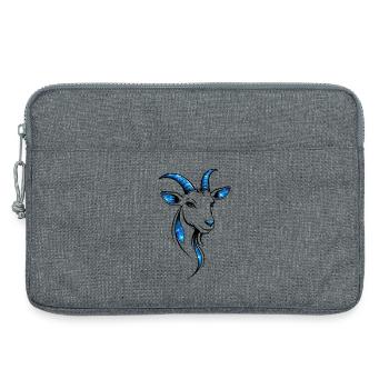 Ziege Lineart Blau – Modernes Tiermotiv - Laptoptasche 13" - Grau meliert - Vorne